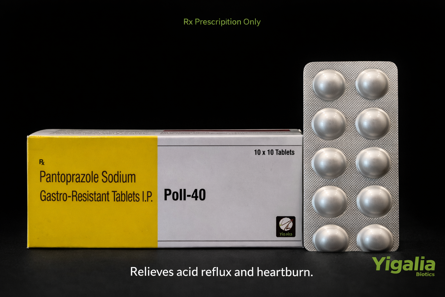 Poll-40 - Pantoprazole 40mg - Proton Pump Inhibitor by Yigalia Biotics