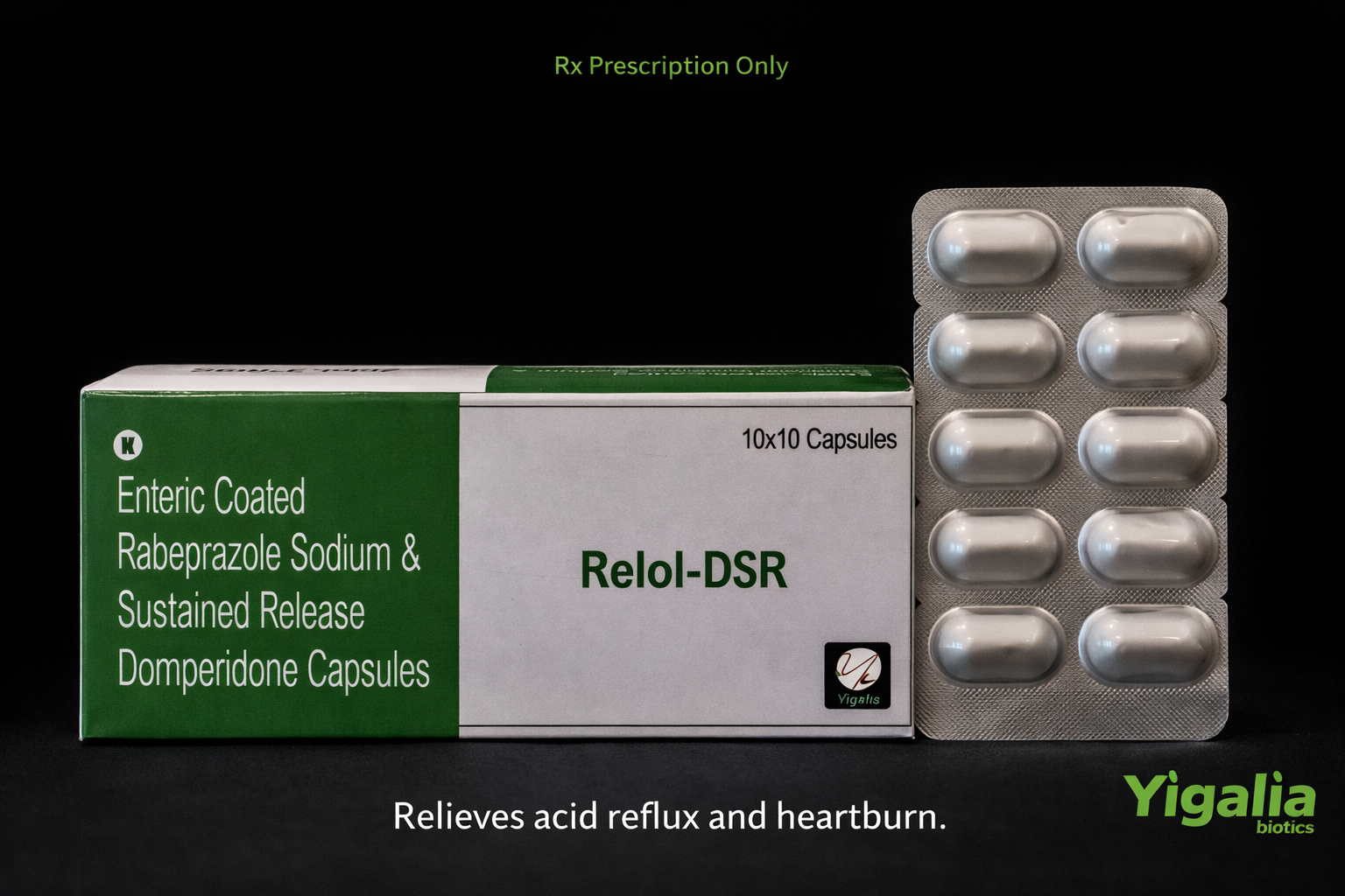 Relol-DSR - Rabeprazole + Domperidone (Sustained Release) - Prokinetic + PPI by Yigalia Biotics