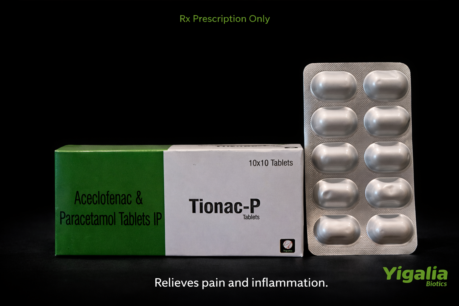 Tionac-P - Aceclofenac + Paracetamol - Analgesic + Antipyretic by Yigalia Biotics